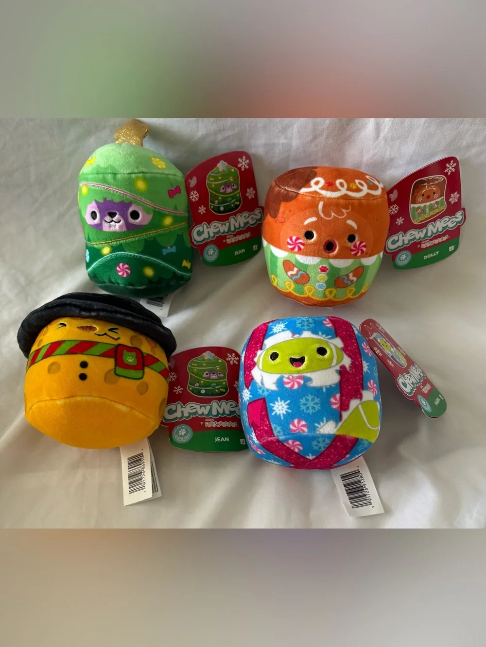 ChewMees by Squishmallows HOLIDAY Dolly, Jean, Hasina, Chedda LOT 4 NEW NWT